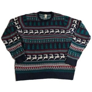 Ugly Christmas Sweater Mens XL Reindeer Fair Isle Holiday Knit Winter Pullover